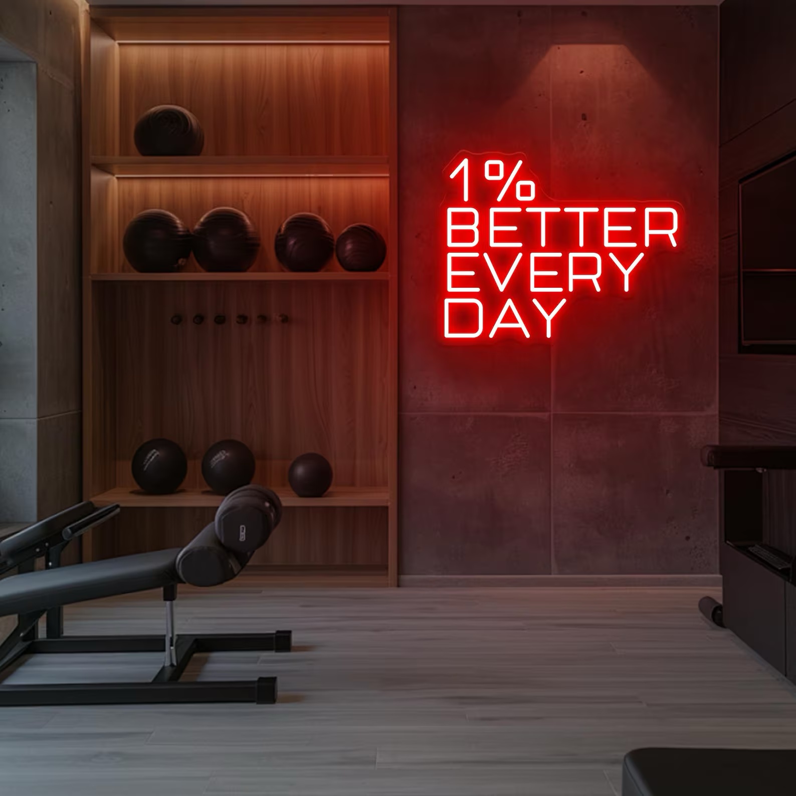 Home Gym Neon Sign - Неоновая вывеска «Каждый день на 1%