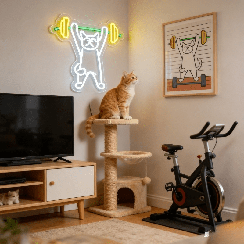 Неоновая LED-лампа «Кот, подни – обзор и цена Home Gym Neon Sign